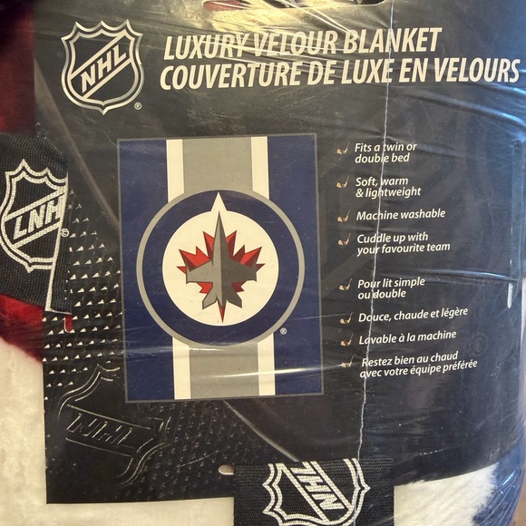 NHL Luxury Velour Blanket - Red, White, Black - Picture 2 of 3